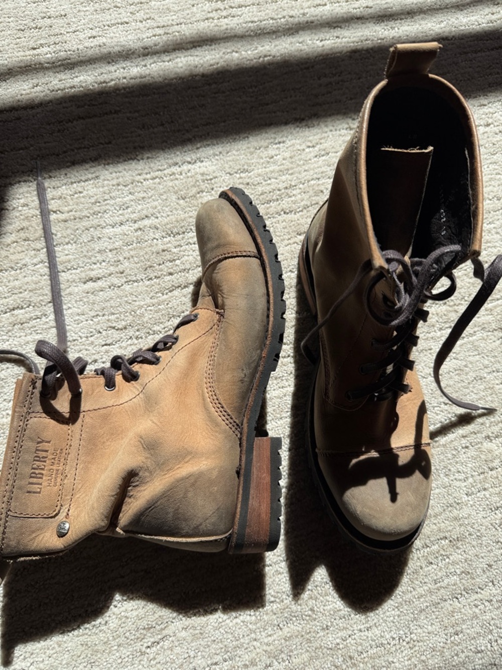 Liberty Tan/Brown Leather Lace-Up Womens Boots